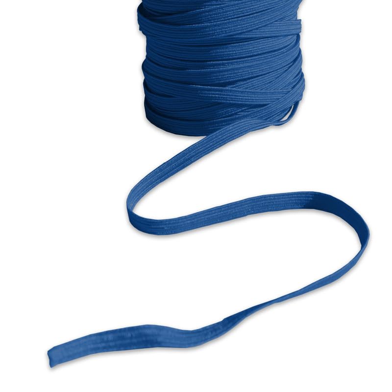 Navy Blue 5mm Elastic Cord Flat Stretchy Thread Hat Elastic Cord Thin Elastic Beading String For Masks Hats Jewellery Crafts Hair Accessories Threading Tags (Navy Blue - 5mm - 100 Meters)