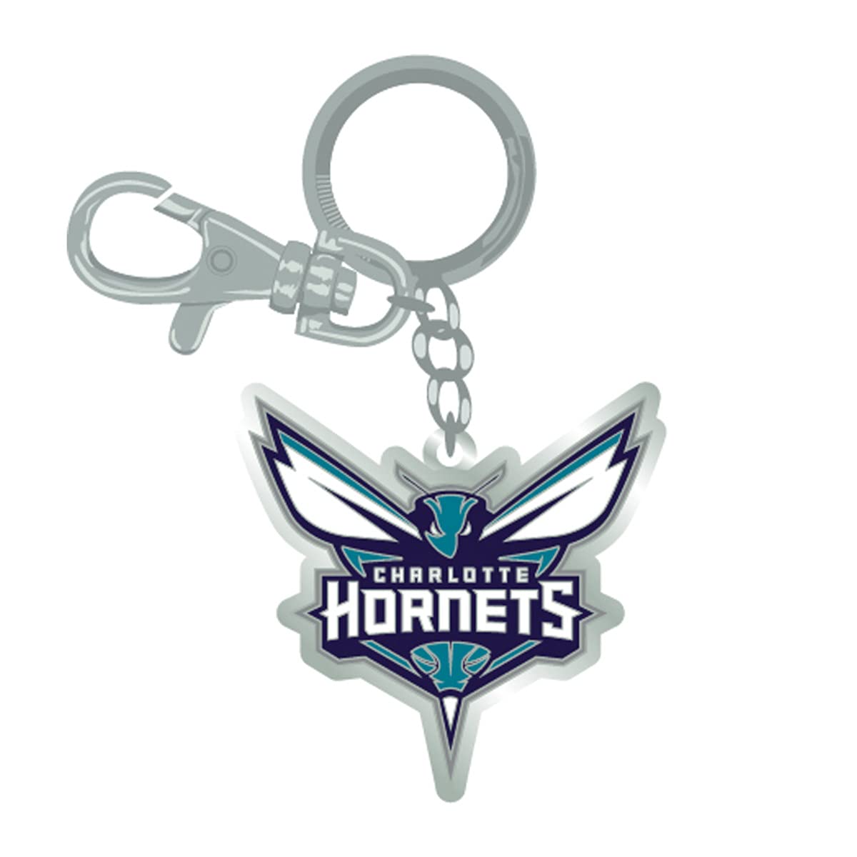 Pro Specialties Group Unisex Silver/Gold Charlotte Hornets Keychain Zamac Logo