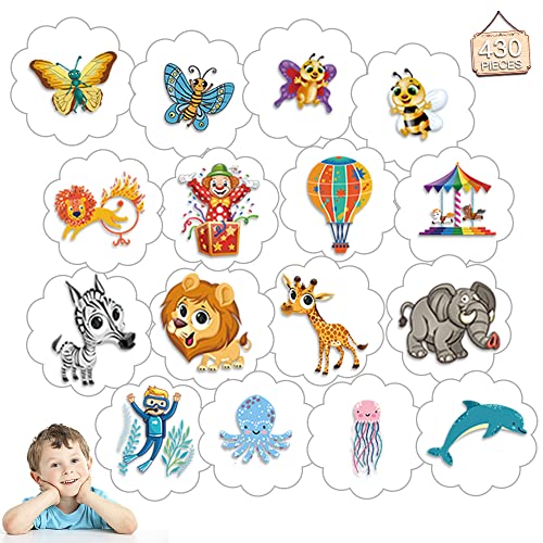 buyifan 430pcs Kids Temporary Tattoo for Forest Animals, Insects, Sea Animals,Circus theme Tattoos Sticker,for little Boys and Girls Waterproof Long Lasting and Non-toxic