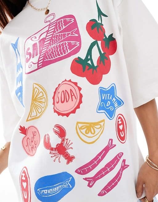 Y2k Oversized Summer Tops for Women Cute Bow Fruit Loose T Shirts Crew Neck Aesthetic Graphic Short Sleeve Tee2