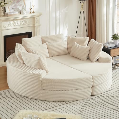Repantes 78'' Oversized Round Sleeper Sofa Bed, Convertible Circle Chaise
