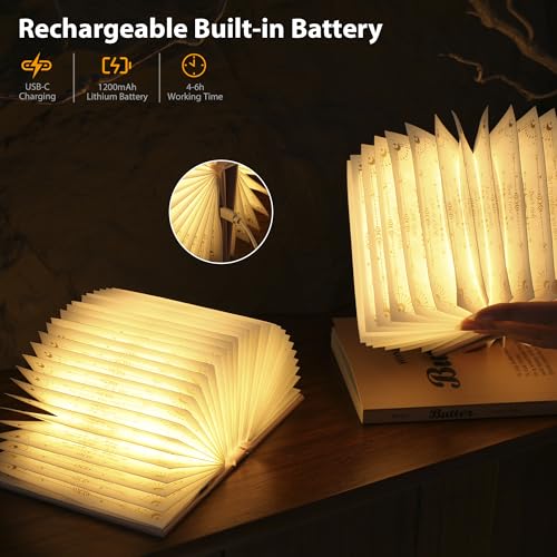 ZBOLE Folding Truth Book Lamp, Book Lover Gift, Bookshelf Light, Paper Lamp | Portable Book Light for Home Library Decor, Night Light, Unique Gifts for Girls Christmas House Warming Wedding (Pink) - image 5
