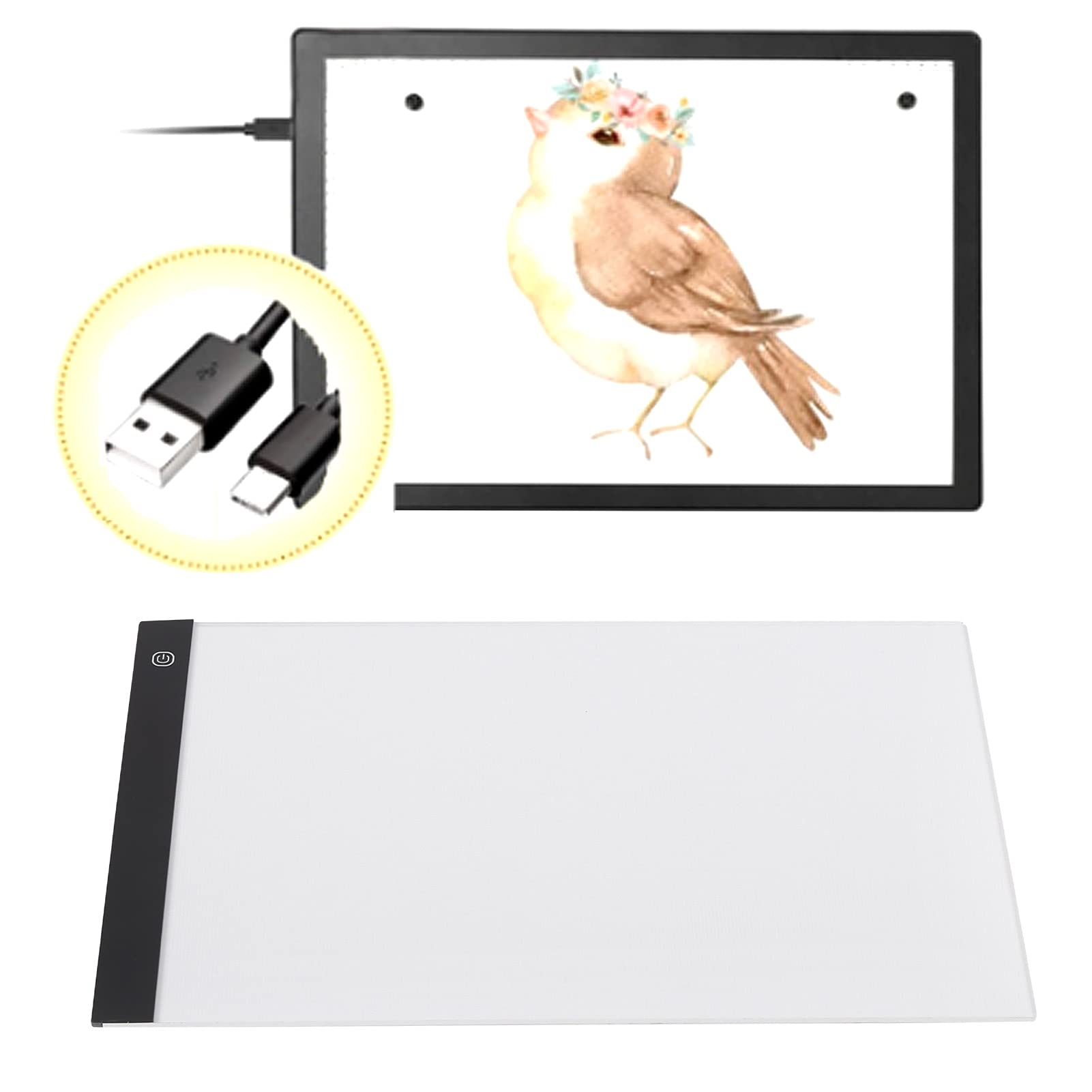 Tableta de Dibujo LED A3 Creativa, Tableta Gráfica de Escritura y Arte Digital con USB Tipo C, Mesa con Caja de Luz de Brillo Ajustable en