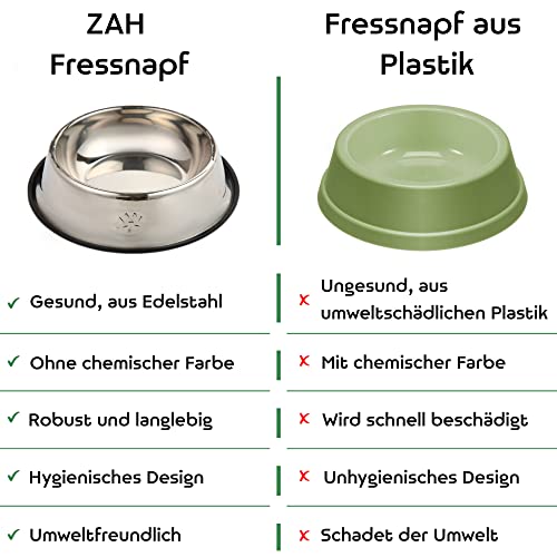ZAH Ciotole per gatti, set di 2 in acciaio