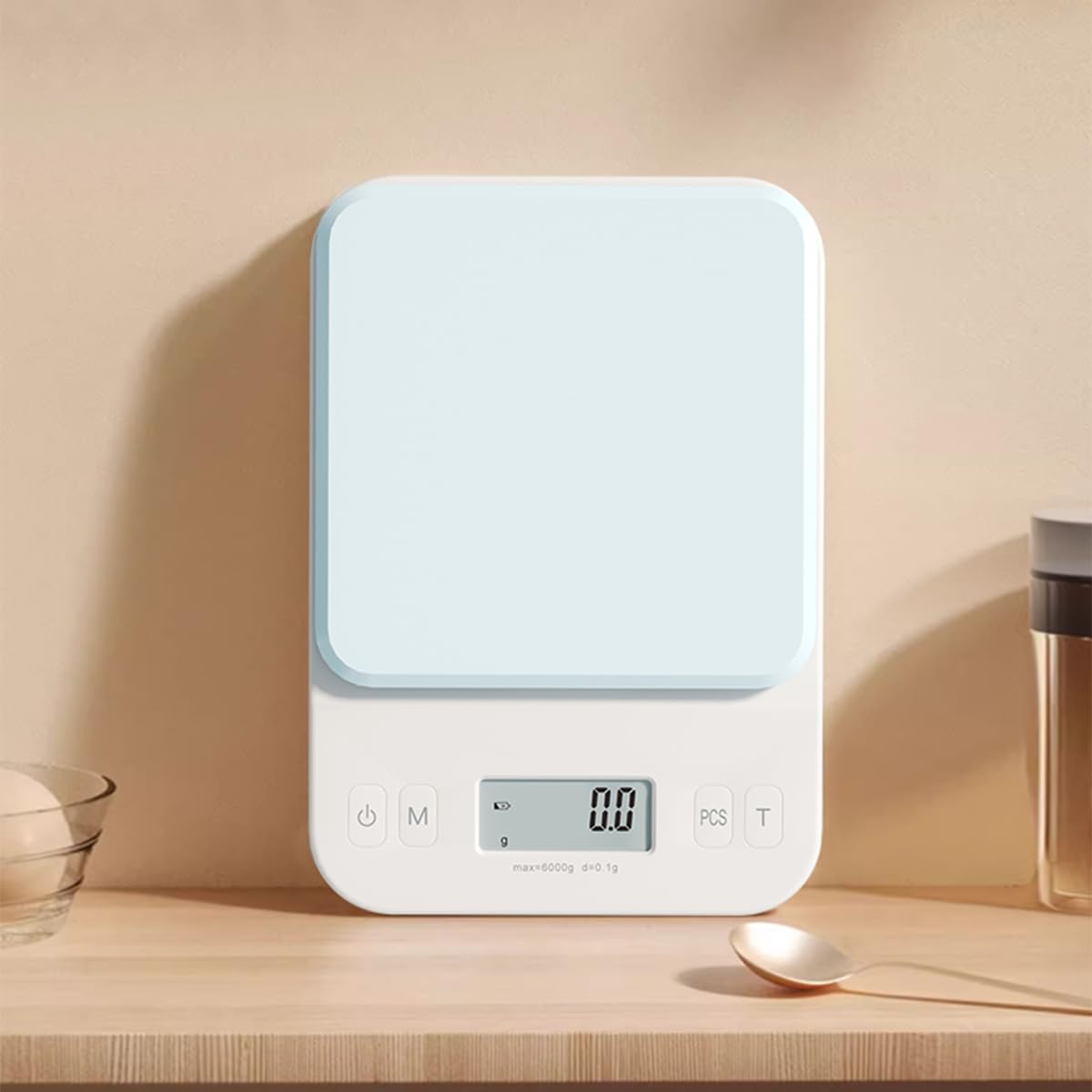 YRY White Elf Pro - Báscula digital de cocina de 6 kg/0,1 g, báscula para hornear ultra precisa con pantalla LCD retroiluminada, función de tara, conversión de 9 unidades, perfecta para café, hornear