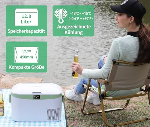 BINGI Kompressor Kühlbox 1|8L für Autofahrer und Lagerfahrer mit Kompressor-Kühlschrank und Flexibler Anschluß (HC-12P1)