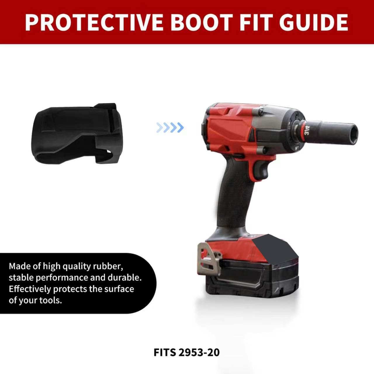 49-16-2953 Schutzstiefel für Milwaukee M18 Fuel Schutzstiefel, 6,35 mm Sechskant-Schlagschrauber (passend für 2953-20), 1 Stück