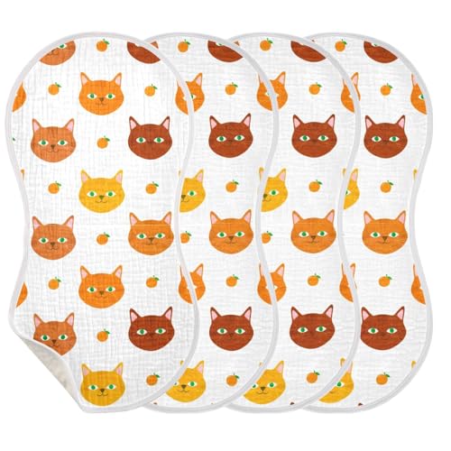 2 Pack Baby Burp Cloths, Soft Absorbent Burping Cloths for Babies, Cotton Milk Spit Up Rags, Large Size for Newborns, Baby Boys and Girls (Playful Fruit Cats)3