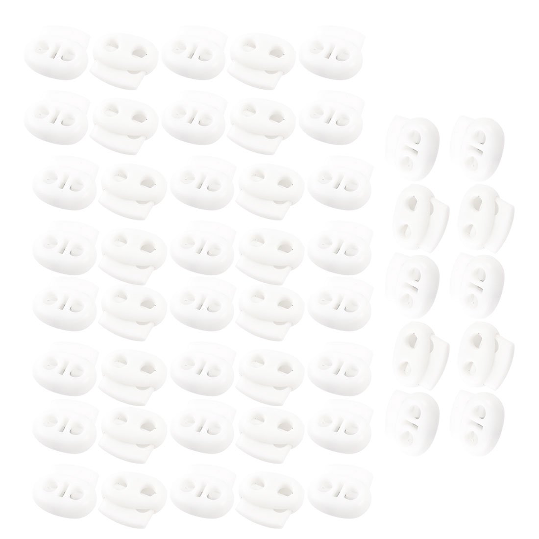 Uxcell White Sourcing Map Plastic Spring Loaded Drawstring Cord Lock Toggles 50Pcs