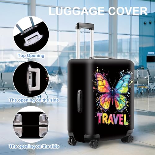 Image of Colorful Butterfly Luggage Cover - Stylish and Durable Travel Suitcase Protector for Women and Men, Fits 28 inch-30 inch Suitcase, L