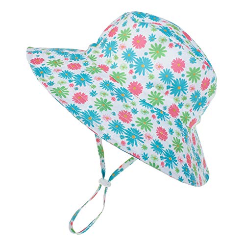 Zando Baby Girls Boys Sun Hat Infant Toddler Wide Brim UPF 50+ Sun Protection Kids Outdoor Pool Beach Cap Cute Daisy 19.7