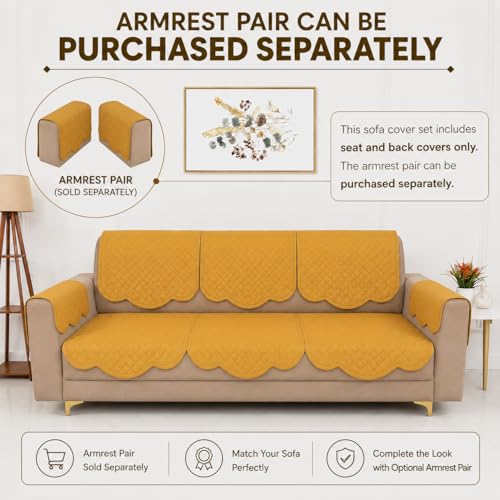 Image of Homerz Premium 'Surya Series' Sofa Cover | Stylish Sofa Protector | Net Fabric | Anti-Stain & Washable Slip Cover Exact Size Antislip (New Jerry Chikku, 7 (3+2+2) Seater, Seat Cover with Backrest)