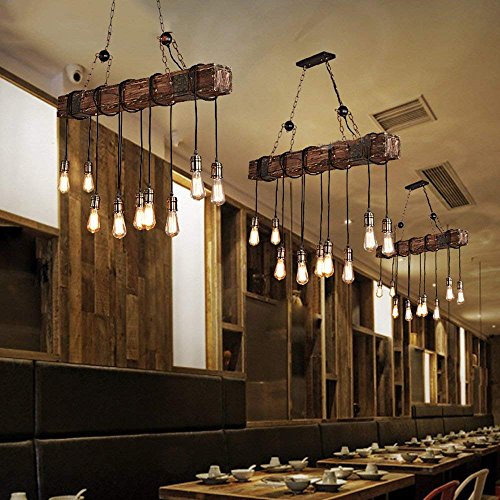 image for KJLARS Farmhouse Chandelier Wood Hanging Industrial Pendant Lighting V