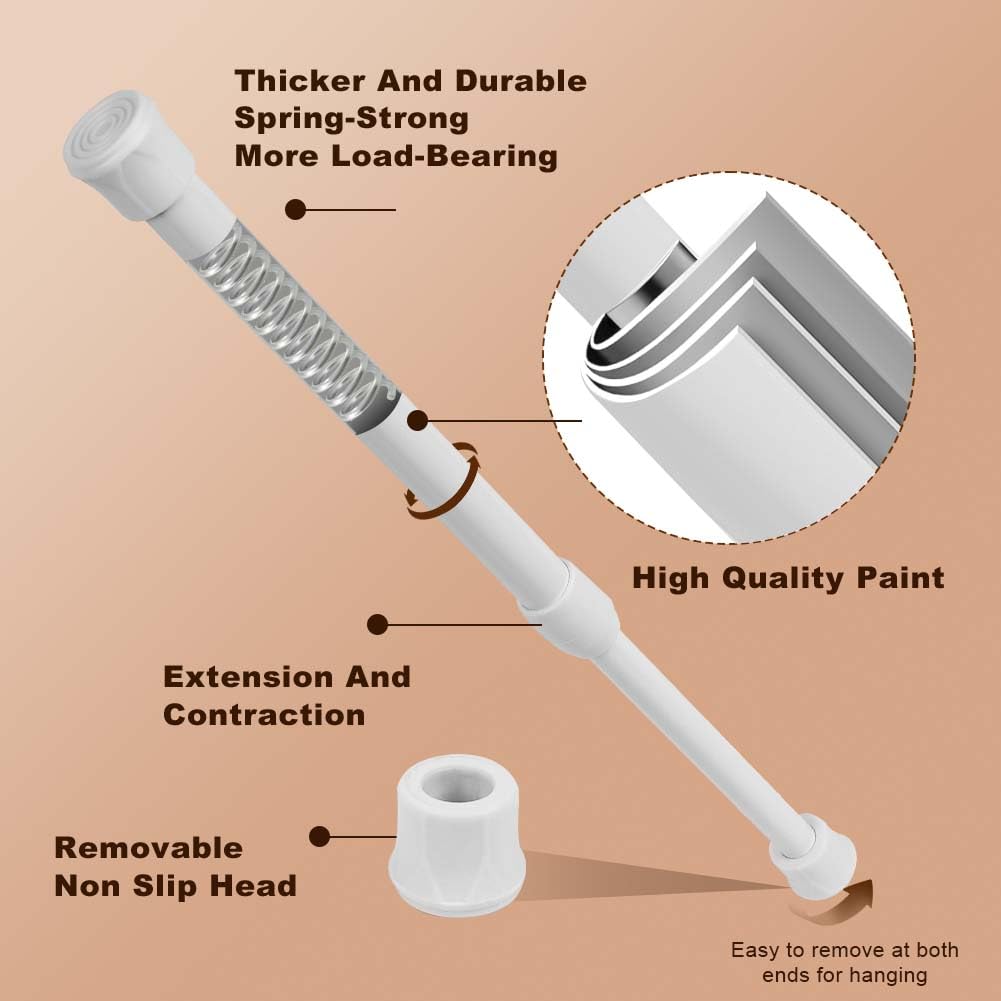 HOTUT 4 Pezzi Bastone per Tenda Estensibile, Bastone per Tenda da Doccia per Bagno 30-50cm, Metallo, Fissaggio Senza Trapano né Viti, Astine a Pressione, Utilizzato Come Asta per Tende/Diy Ripiano