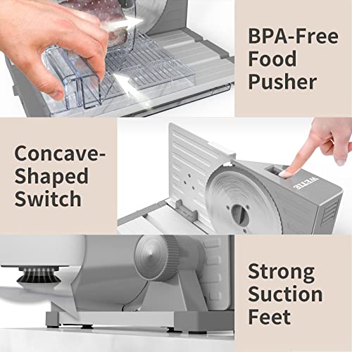 Wetie Ms1-2 Meat Slicer For Home, Electric Deli Food Slicer, Foldable Meat Slicer Cut Boneless Frozen Meat, Sausage, Potato, Fruit, Vegetables, Adjustable Slice Thickness, Stainless Steel Blade (2Pcs) #TOP4