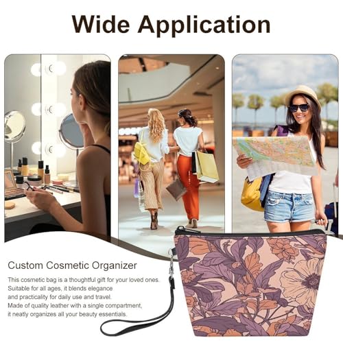 Bolsa de maquillaje de flores de melocotón claro para cosméticos de mujer 7