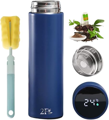 Miniatura 1 de Termo de café, botella de café, botella de agua deportiva inteligente con pantalla LED de temperatura, botella de agua aislada al vacío de doble