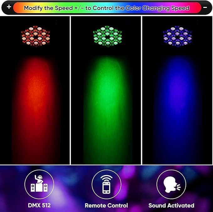 Image of LED PAR DJ Lights 7-Channel Jump Change Mode | Ideal for Wedding Parties | Events | DJ Stage | DJ Light | Home DJ Lights | Stage DJ Lighting | (12LED-DJ-Light)