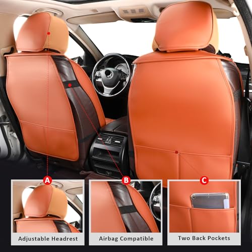 Image of MIROZO Seat Covers Full Set,Leather Seat Covers Waterproof Seat Cover Automotive Seat Covers Car Seat Protector Vehicle Cushion Cover Universal Fits for Sedan, Truck and SUV (Full Set, Brown)