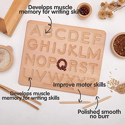 let's make Alfabet Tracing Board, 2st Dubbelzijdige Houten Letters Tracing Nummers & Patronen, Grote Montessori… - Afbeelding 6