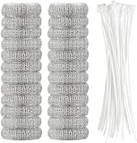 BRENSTEN Washing Machine Lint Traps – 24-Pcs Washing Machine Lint Catcher with Cable Ties – Rust-Proof Stainless Steel Mesh Washer Lint Catcher – Drain Hose Screen Filters Prevent Clogging of Drains