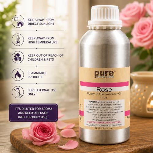 Image of Pure Source India Rose Fragrances Vaporizer Oil, 1 L Refill
