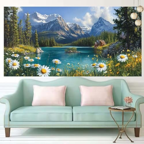 Tableau perle diamant marguerite 60x150cm pour sublimer votre salon