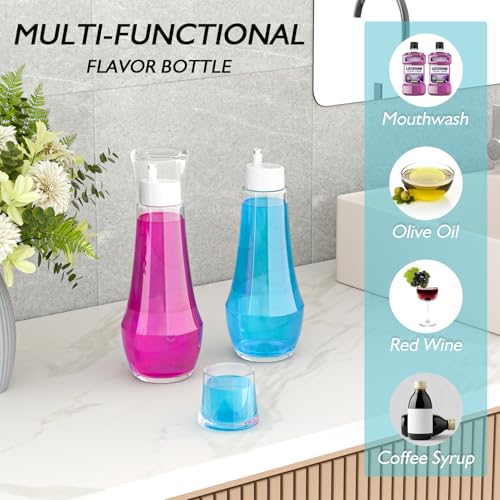 hoforife 2 Pack Glass Mouthwash Dispenser for Bathroom, 270ml Small Clear Refillable Mouth Wash Bottle with Lid Cup by hoforife - Image 5