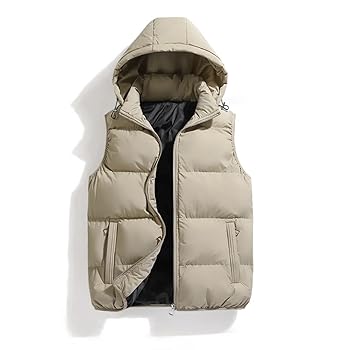 Amazon.com: Men Autumn Winter Hooded Vest Jacket Puffer