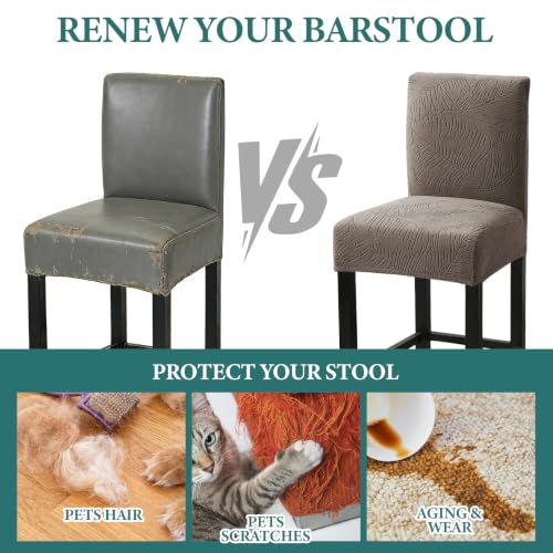 Image of HAOYONG Bar Stool Covers, Stretch Counter Stool Pub Chair Slipcover Washable Counter Height Chair Covers for Kitchen Dining Room Cafe Set of 2 (Coffee)