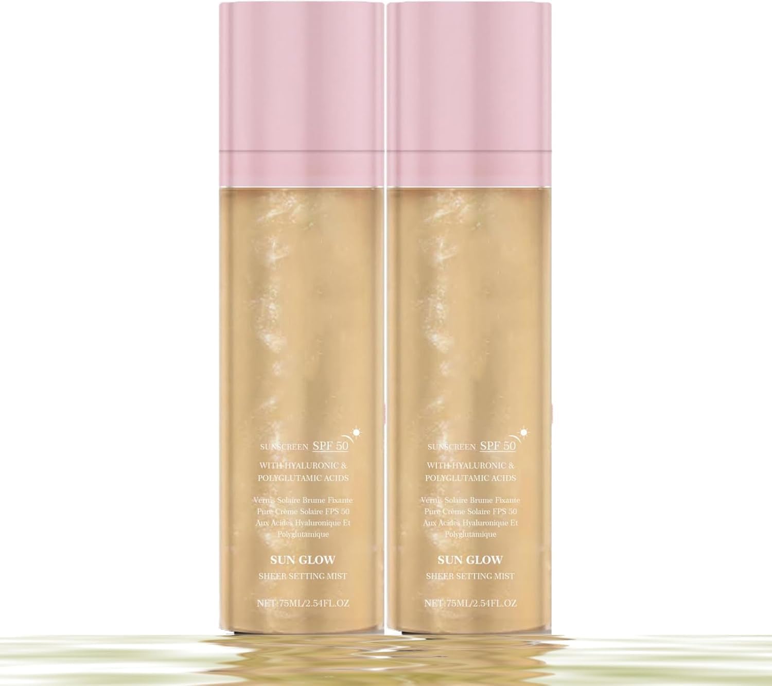Sheer Setting Mist Sunscreen SPF 50, Broad Spectrum Shimmering Body Oil Mist, Hydrating Makeup-Friendly Glow Spray for Fas...