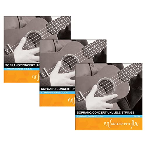 World Rhythm WR-308-3PACK Saitensatz für Sopran-Ukulele - Nylon-Ukulelesaiten - Dreierpackung