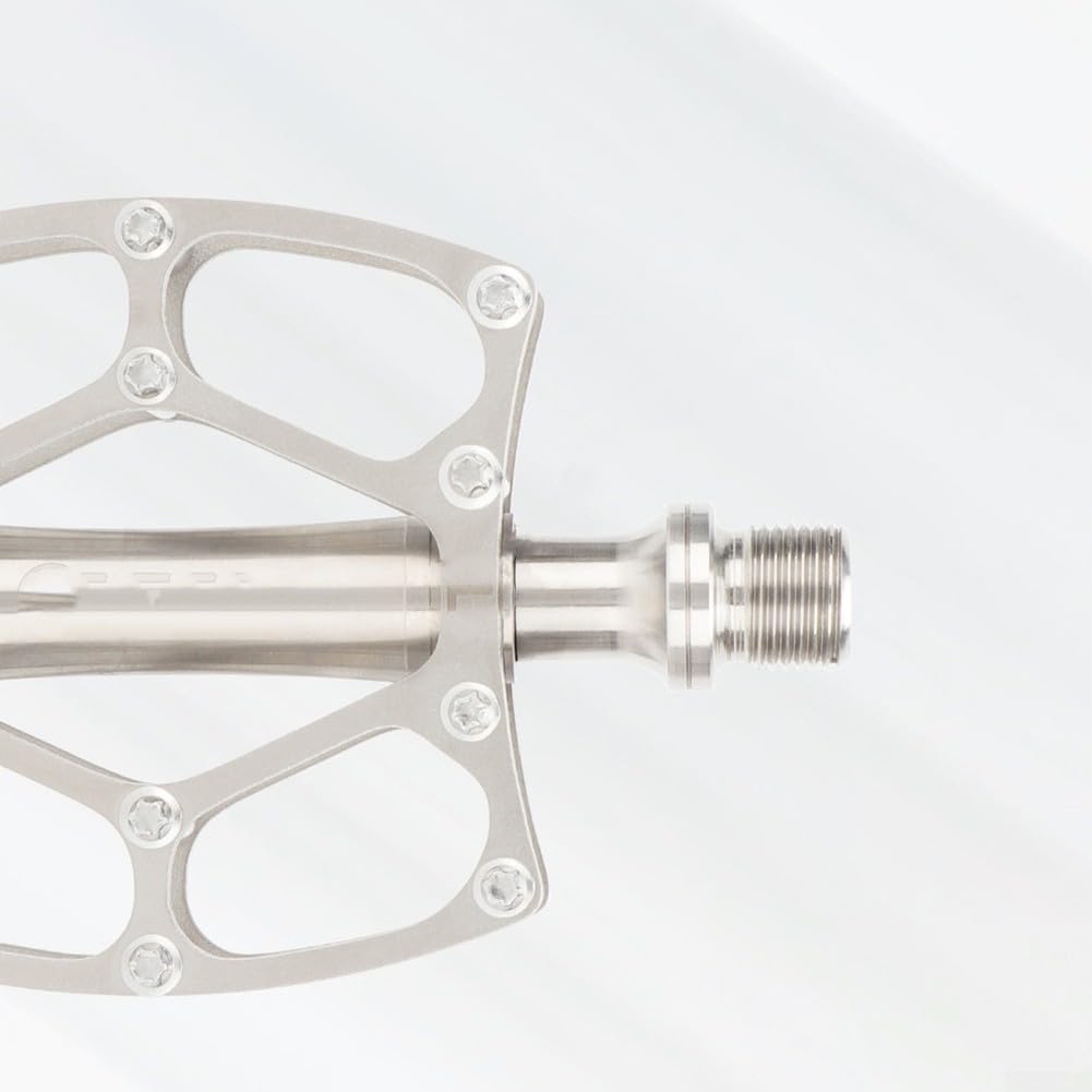 Pedali pieghevoli in lega d'argento con meccanismo a sgancio rapido e cuscinetti sigillati per ciclismo su strada, filettatura da 14 mm, antiscivolo per superficie, coppia inclusa