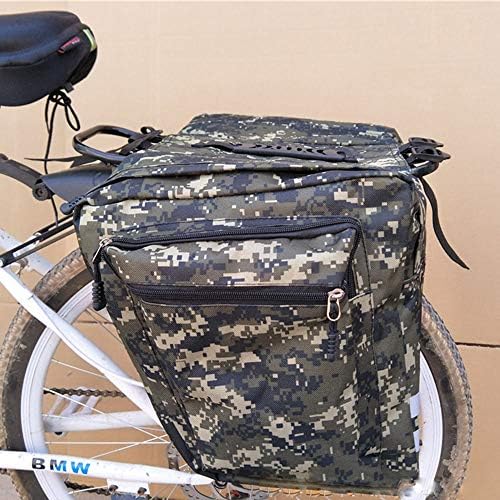 IDOEASE Camo Pannier Bag, Water Resistant Bike Trunk Bag Bicycle Panniers Rear Rack Bag With Reflective Stripe and Multi Pockets Saddle Bags for Bicycle