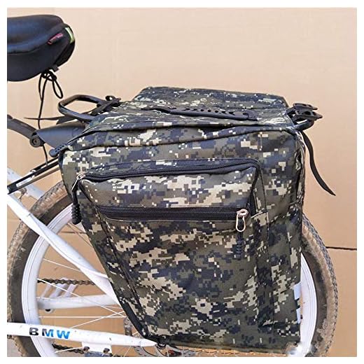 IDOEASE Camo Pannier Bag, Water Resistant Bike Trunk Bag Bicycle Panniers Rear Rack Bag With Reflective Stripe and Multi Pockets Saddle Bags for Bicycle