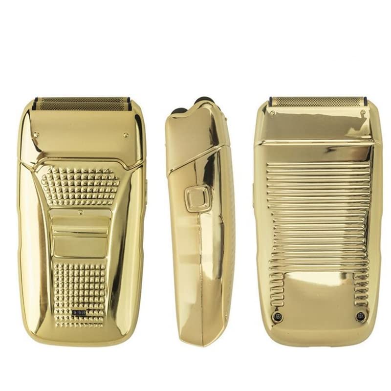 Men's Shaver, Electric Shaver Hair Cleaning Razor Beard Foil Shaving Machine Finishing Tool For Men (Color : Gold)