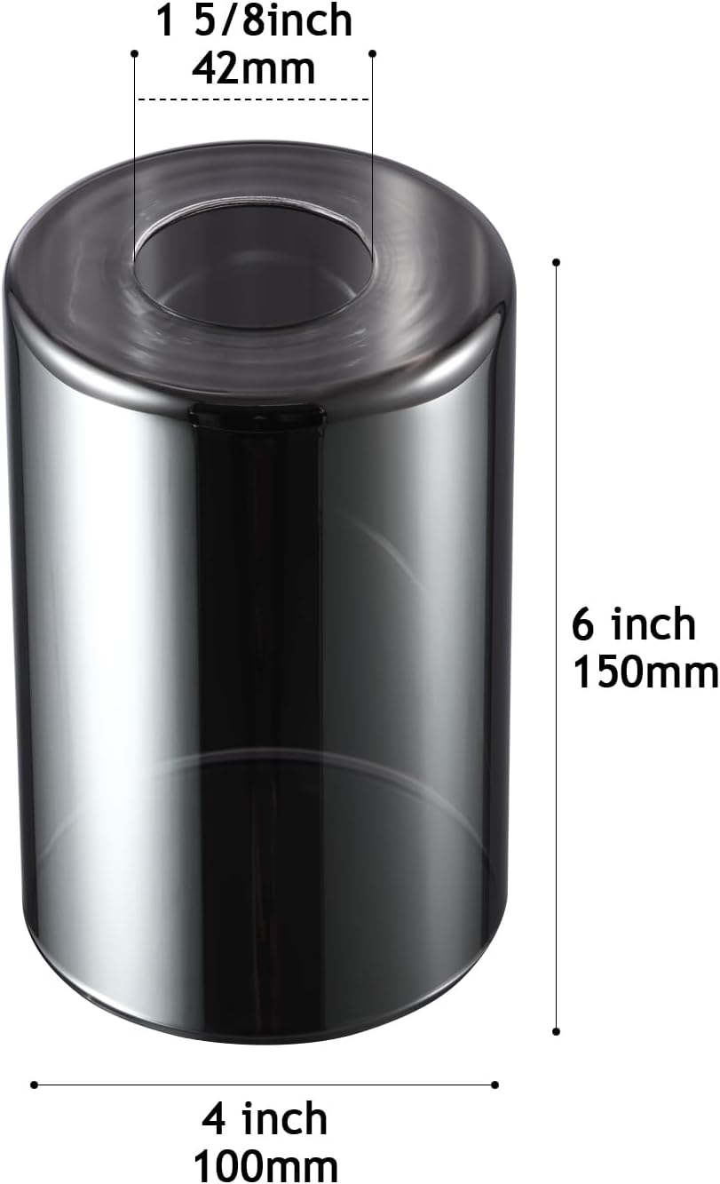 3 Pack Smoke gray Glass Lamp Shade Replacement Globe & Shade for Light Fixture, 3.94in Diameter 5.9in Tall, E26 Base 1-5/8 Inch Fitter, Cylindrical glass lampshade