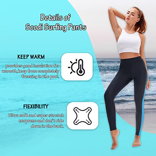 Scodi Women's Surfing Leggings Swimming High-Waisted Tights UPF 50+ Blue