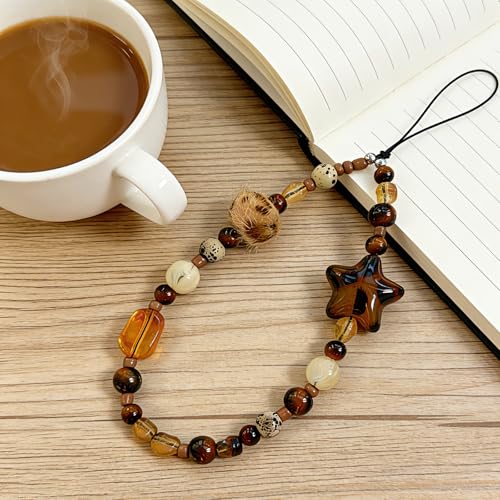 Image of Cute Beaded Camera Wrist Strap for Phone, Digital Camera Charm Lanyard, Pearl Beaded Chain for Bag Keychain Gift