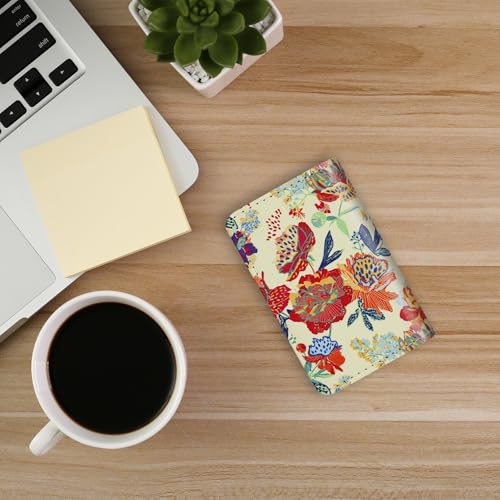 Image of Business Card Holder，PU Leather Business Card Case Color Printing Pattern Card Holder Wallet，Pockets Magnetic Credit Card Holders for Men and Women - Purple Flowers