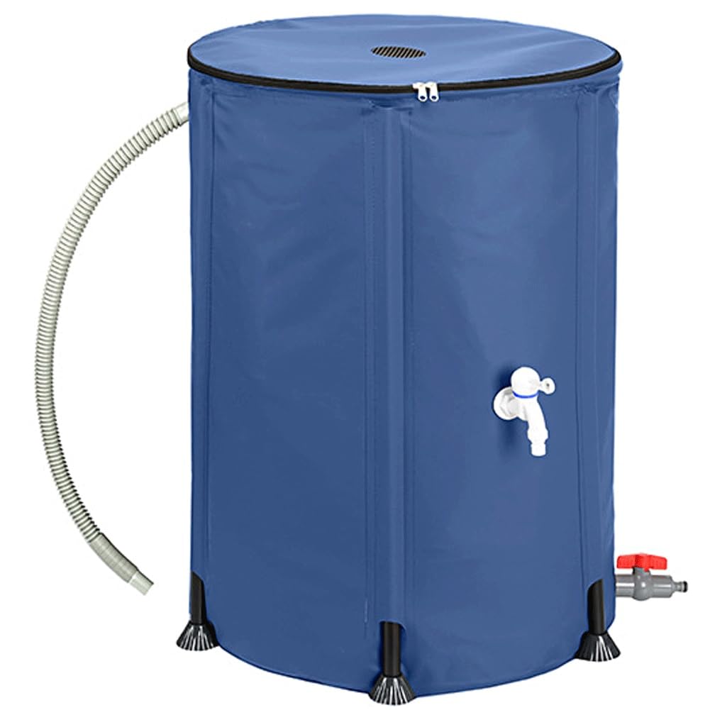Collapsible Rain Barrel - Water Barrels, 1000D PVC Portable Water Storage Tank, Foldable Rainwater Collector With Spigot For Garden Irrigation, Car Washing, Outdoor Use(Blue,200L)
