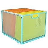 ProAid Hanging File Organizer Mesh Folder Box, Metal Flie Cabinet Organizer Letter Size File Crate F