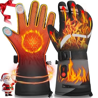 Stofiro Heated Gloves for Men Women,Electric Gloves with 2 Rechargeable Battery,3 Heating Levels,4 Power Indicator,Touchscreen,Gift Thermal for Cold Winter Outdoor Work/Skiing/Motorcycling,Large