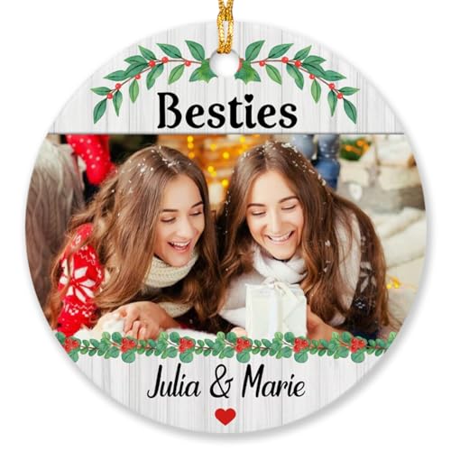 Customized Besties Photo Christmas Ornament 2026, Personalized Best Friend Forever Xmas Ornament, Picture Soul Sister BFF Bestie Ornament, Personalized Besties Ornament Christmas Add Picture