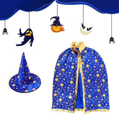 Déguisement Halloween Enfant,Decoration Halloween Enfant Cape Sorciere Cape Vampire Halloween Deguisement Magicien Enfant avec Chapeau de Magicien pour Fête D'Halloween Costume Accessorio Cosplay Cover