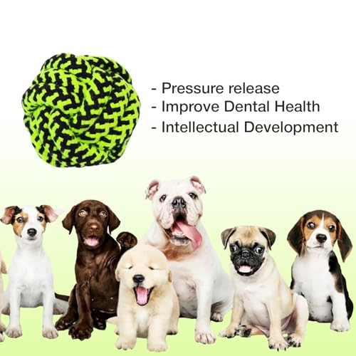 Image of Cotton Rope Balls for Dogs and Pets |Puppy Toys Small Rope Balls for Teething |Durable Chew Cotton Rope Balls |Pet Friendly Washable Dog Toy Rope Ball for Small and Medium Dogs (Green)