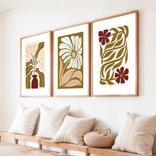Image of HOTHOUSE Boho Art Home Decoration Painting | Paintings With Frame For Living Room Bed Room Hotel Wall Decor Digital Reprint Set of 3 (19X25 inch)