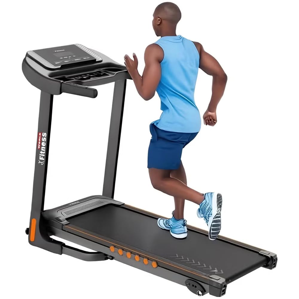 Electric Treadmill 120KG 2.5HP Peak 4 Levels Manual Incline Foldable Treadmill with LED Display, USB Input, Wheels, MP3