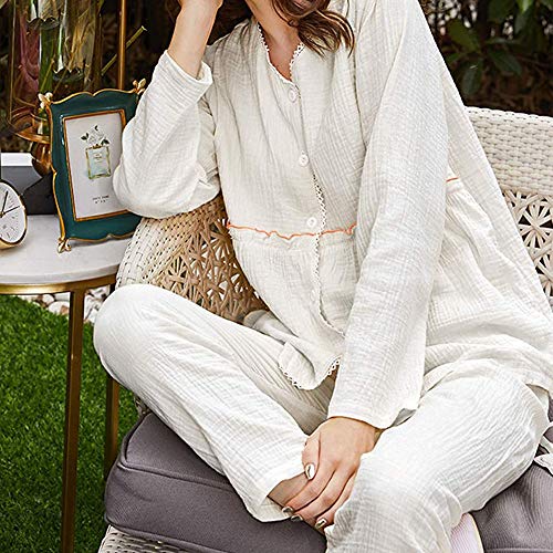 FALIO パジャマ レディース ルームウェア ガーゼパジャマ 寝巻き 部屋着 寝間着 上下セット 綿100％ ガーゼ 可愛い 半袖 長袖 いちご柄 春夏秋 吸汗 通気 肌に優しい プレゼント