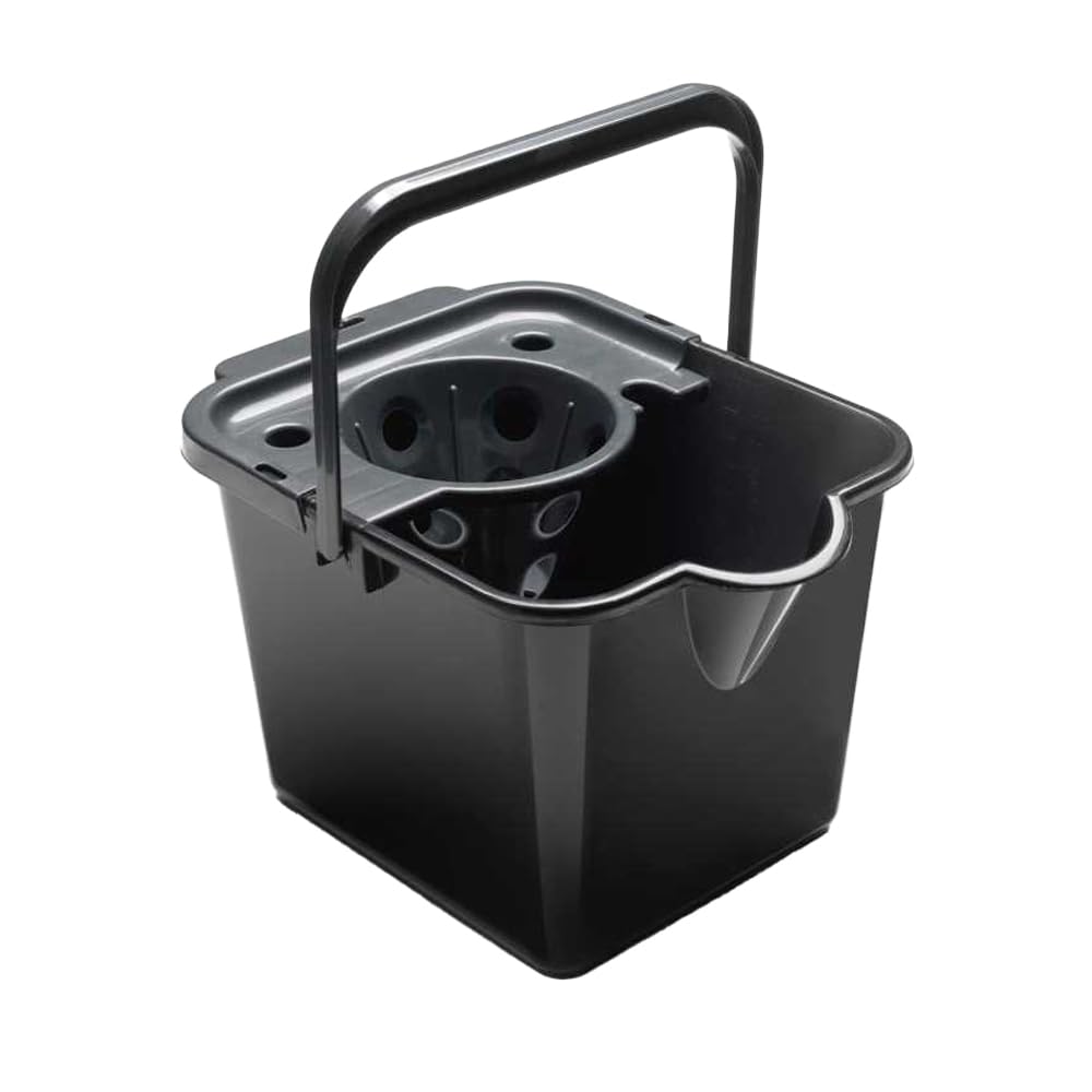 Addis Plastic Durable Household Home Mop Bucket Wringer with Handle 14L - Black